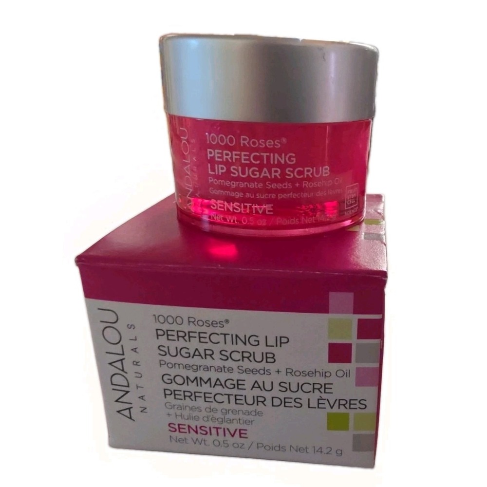 Andalou Naturals 1000 Roses Perfecting Lip Sugar Scrub 0.5 Oz Sensitive Skin